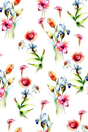 手绘花卉印花华亿平台图片