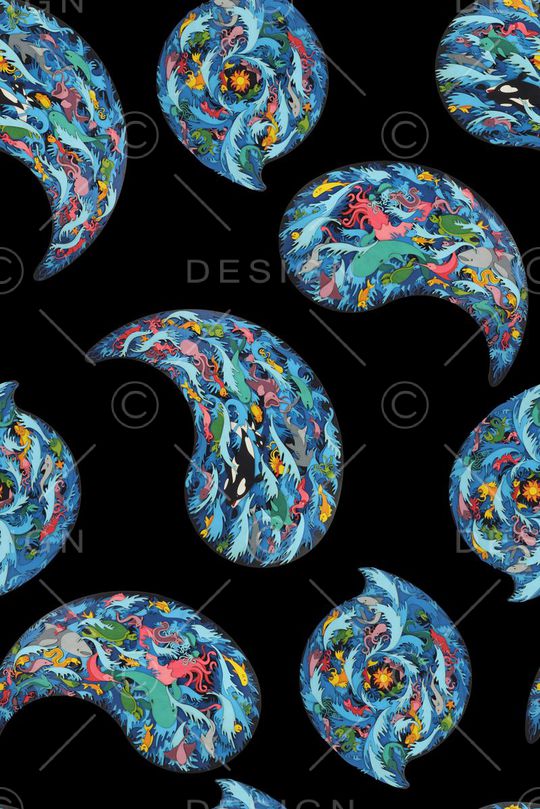 抽象手绘几何水彩画数码印花印花华亿平台图片