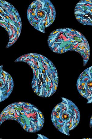 抽象手绘几何水彩画数码印花印花华亿平台图片