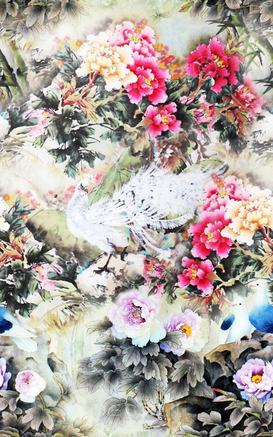 牡丹印花华亿平台图片