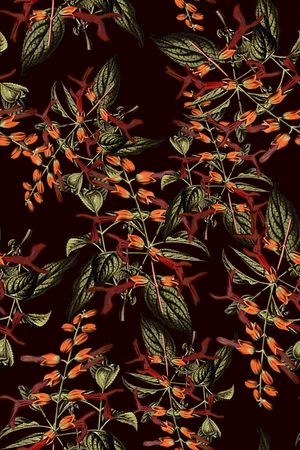 抽象手绘植物树叶数码印花印花华亿平台图片