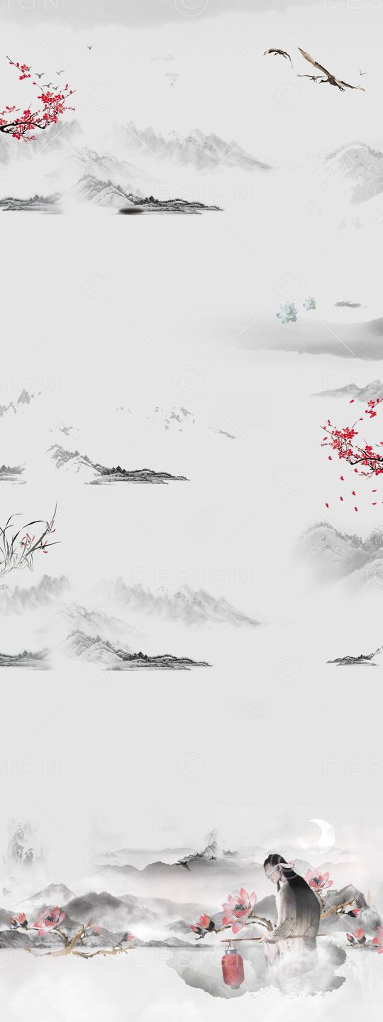 山水画印花华亿平台图片