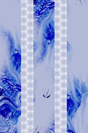 水墨花卉印花华亿平台图片