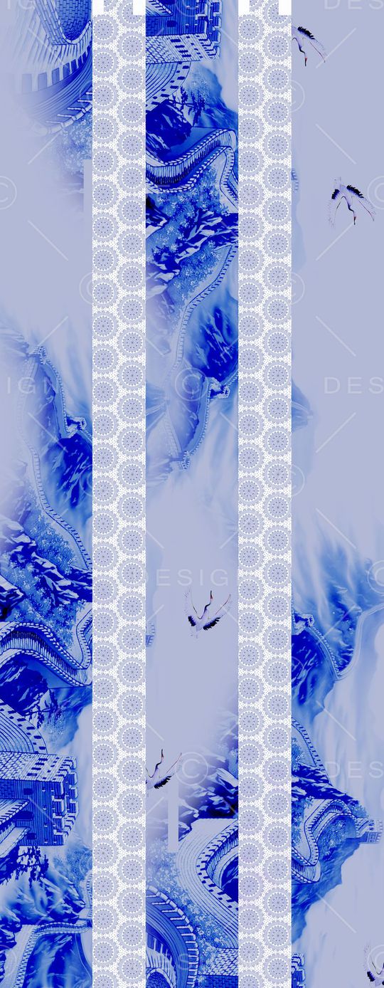 水墨花卉印花华亿平台图片