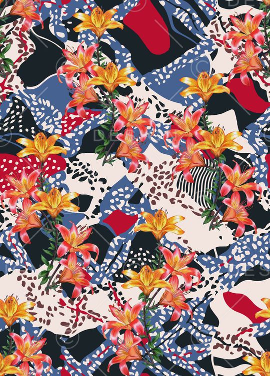 水彩花卉印花华亿平台图片