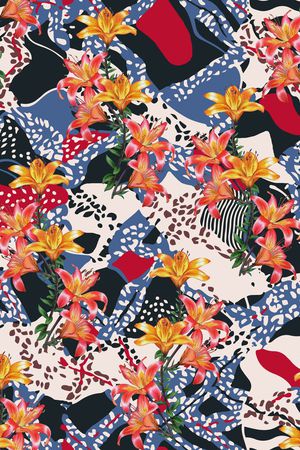 水彩花卉印花华亿平台图片