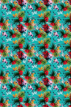 热带植物印花华亿平台图片