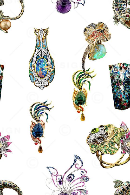 抽象手绘珠宝数码印花印花华亿平台图片