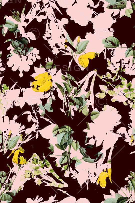 抽象手绘水彩画几何花卉数码印花印花华亿平台图片