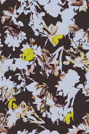 抽象手绘水彩画几何花卉数码印花印花华亿平台图片