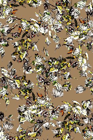 抽象手绘水彩画几何花卉数码印花印花华亿平台图片