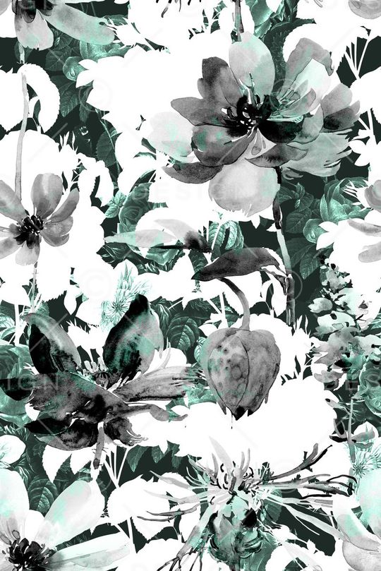 抽象手绘水彩画几何花卉数码印花印花华亿平台图片