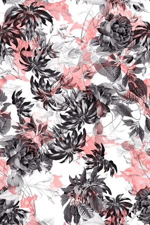 抽象手绘水彩画几何花卉数码印花印花华亿平台图片