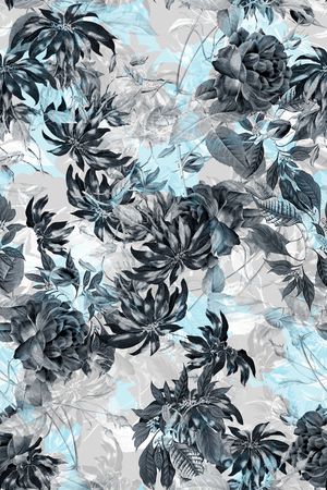 抽象手绘水彩画几何花卉数码印花印花华亿平台图片