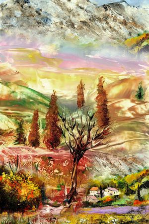 山村油画印花华亿平台图片