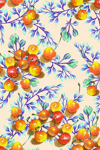 717773-樱桃花卉底纹粉