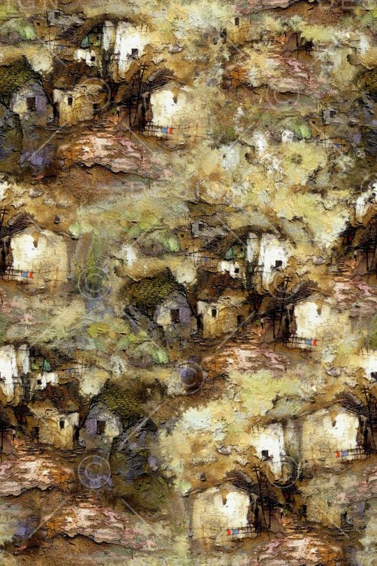 抽象油画印花华亿平台图片