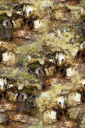 抽象油画印花华亿平台图片