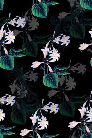 抽象手绘中国风水墨画树叶植物数码印花印花华亿平台图片