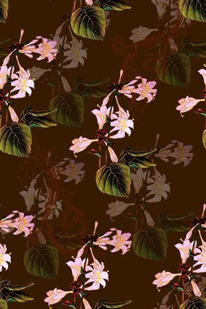 抽象手绘中国风水墨画树叶植物数码印花印花华亿平台图片