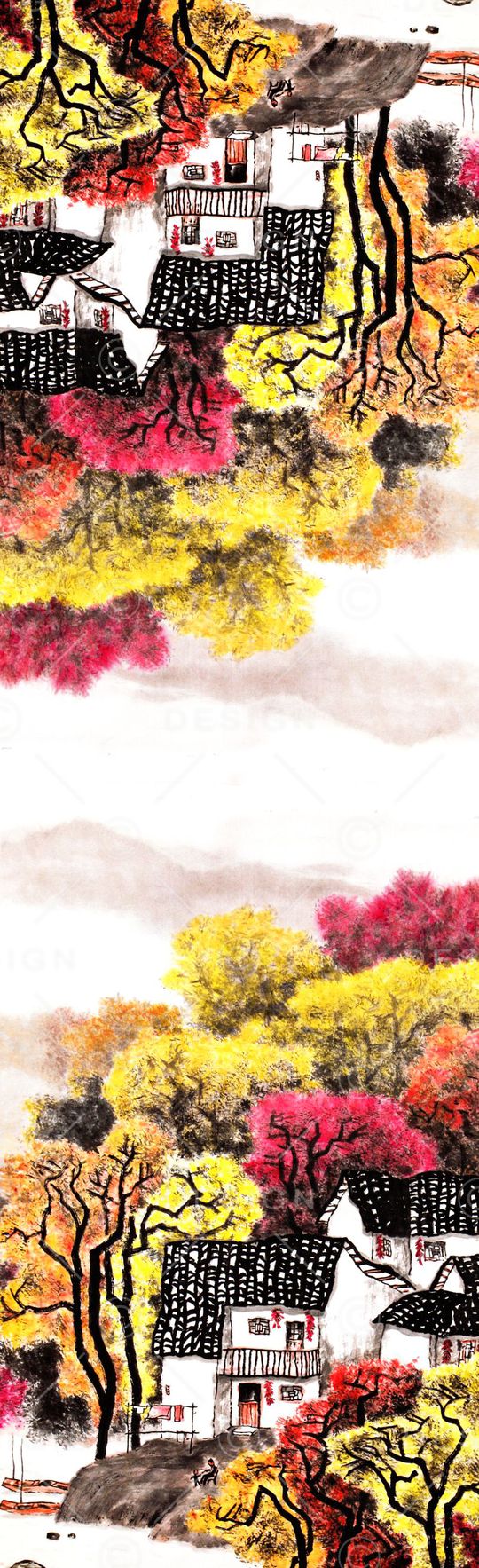 中国风长丝巾印花华亿平台图片