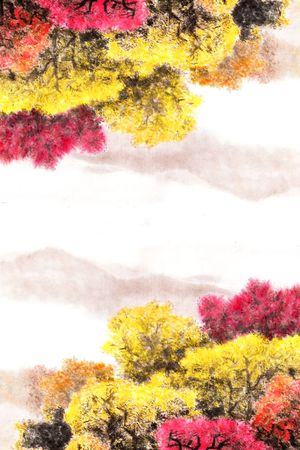 中国风长丝巾印花华亿平台图片