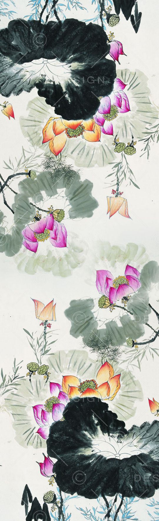 中国风长丝巾印花华亿平台图片