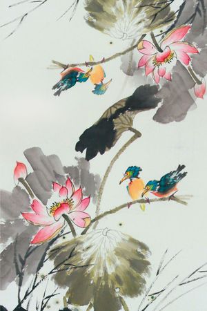 中国风长丝巾印花华亿平台图片