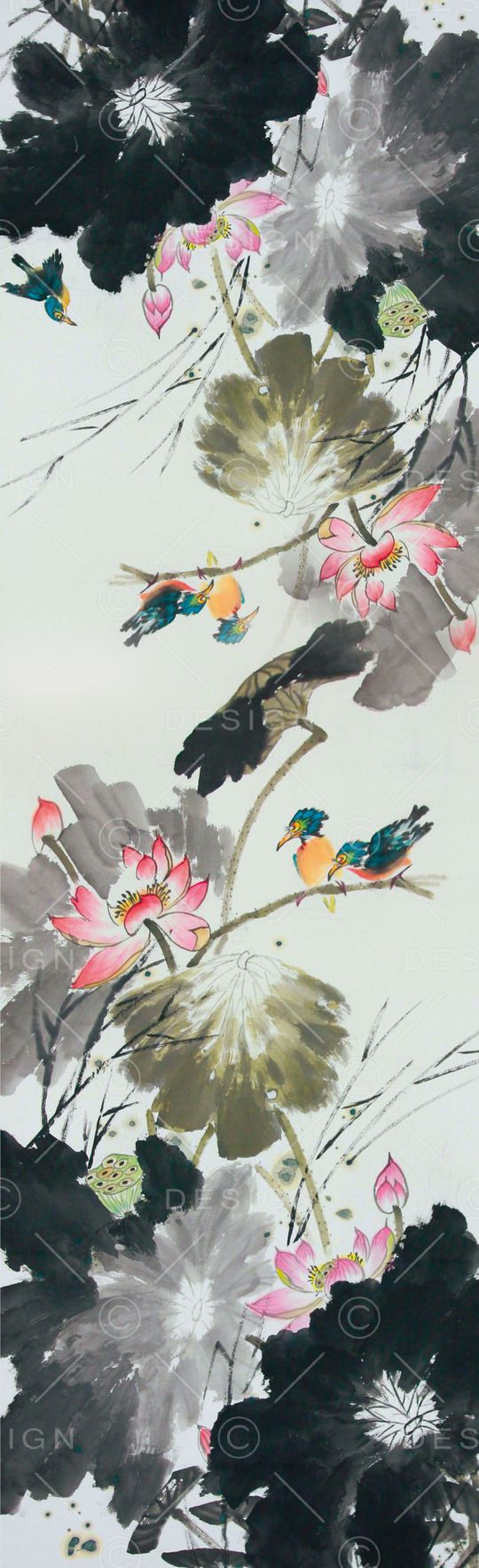 中国风长丝巾印花华亿平台图片