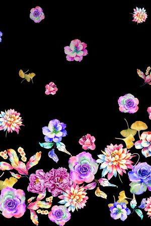 水彩花卉印花华亿平台图片