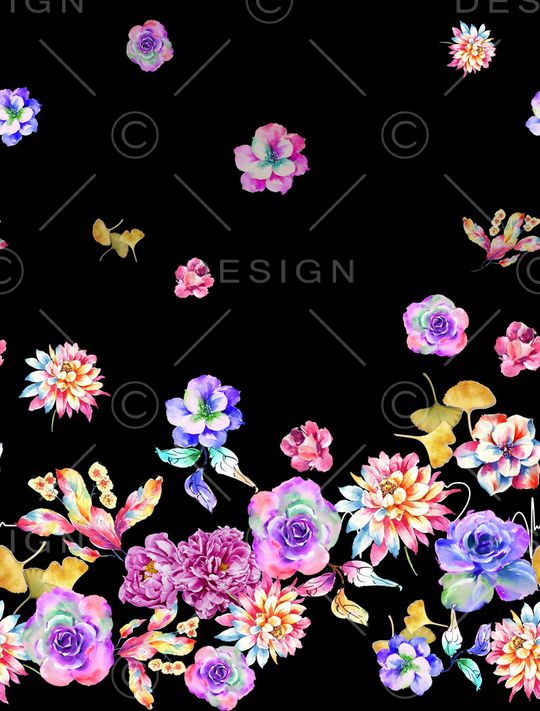 水彩花卉印花华亿平台图片