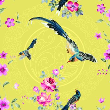 花鸟印花华亿平台图片