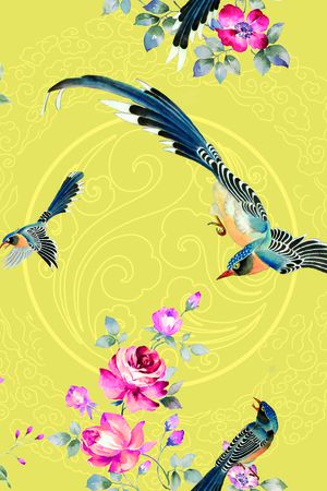 花鸟印花华亿平台图片