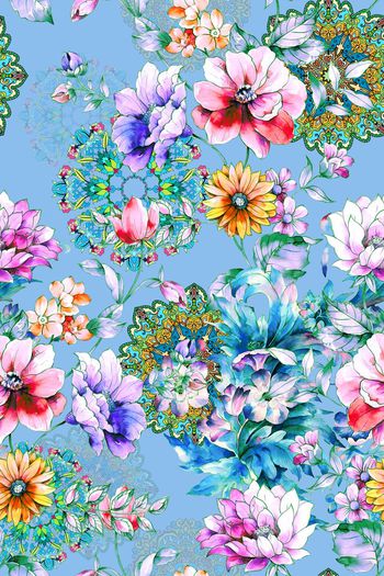 718421-水彩卷草圆盘花卉1-1