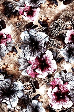 抽象手绘水彩花卉玫瑰花印花印花华亿平台图片