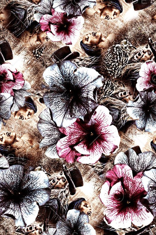 抽象手绘水彩花卉玫瑰花印花印花华亿平台图片