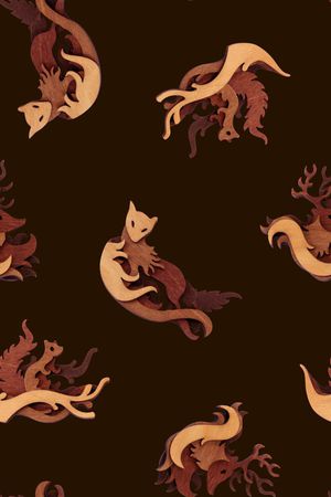 抽象几何木块动物狐狸印花印花华亿平台图片