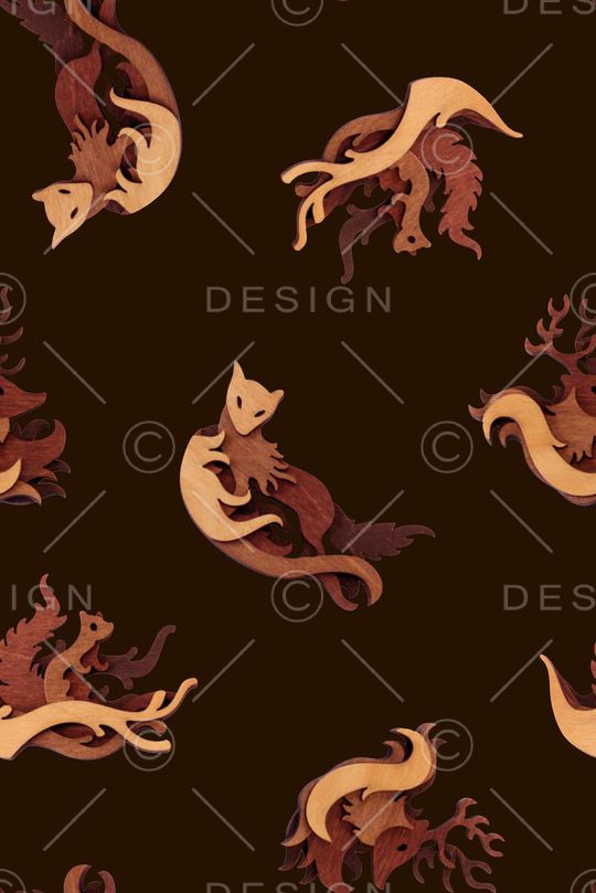 抽象几何木块动物狐狸印花印花华亿平台图片