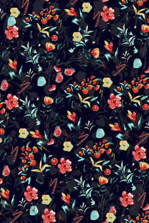 粗犷花卉印花华亿平台图片