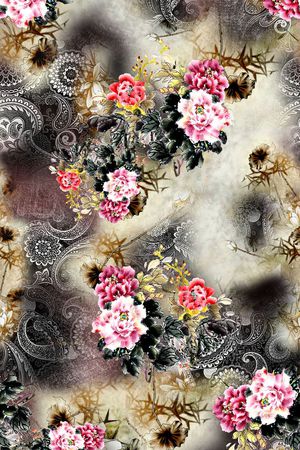 牡丹印花华亿平台图片