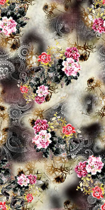 牡丹印花华亿平台图片