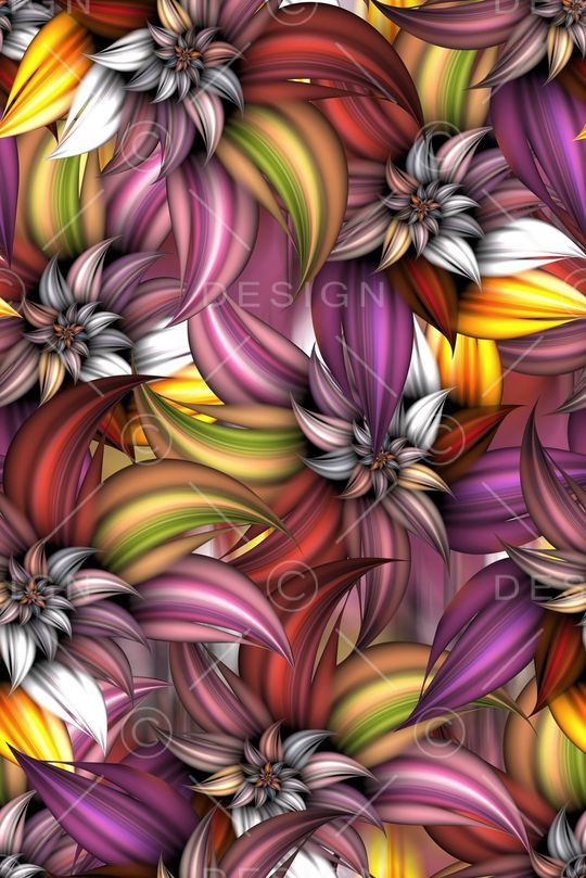 抽象手绘分形几何艺术数码印花印花华亿平台图片