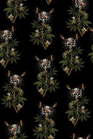 抽象手绘水彩花卉数码印花印花华亿平台图片