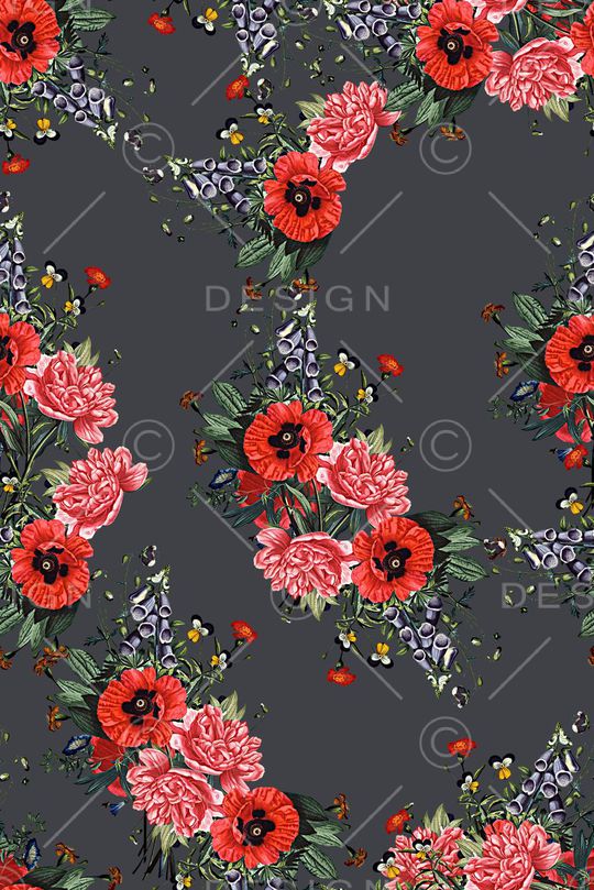 抽象手绘水彩花卉数码印花印花华亿平台图片