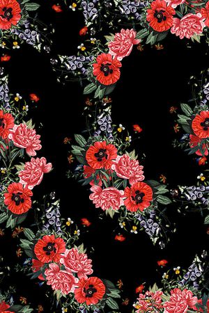 抽象手绘水彩花卉数码印花印花华亿平台图片