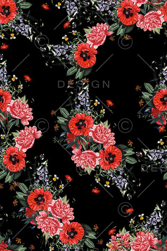 抽象手绘水彩花卉数码印花印花华亿平台图片