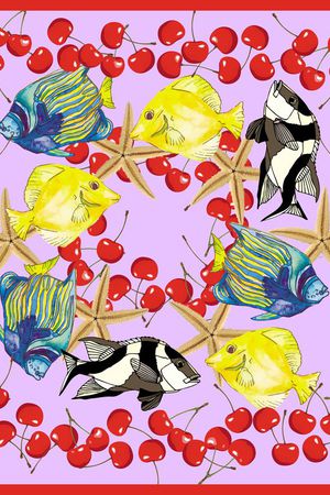 抽象鱼印花华亿平台图片