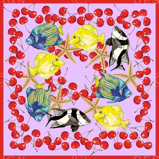 抽象鱼印花华亿平台图片