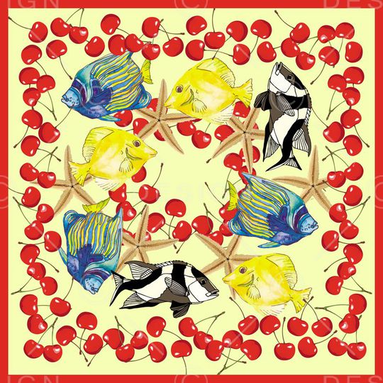 抽象鱼印花华亿平台图片