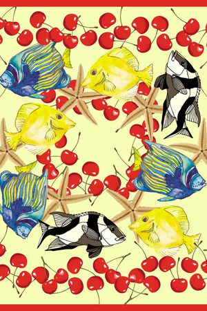 抽象鱼印花华亿平台图片